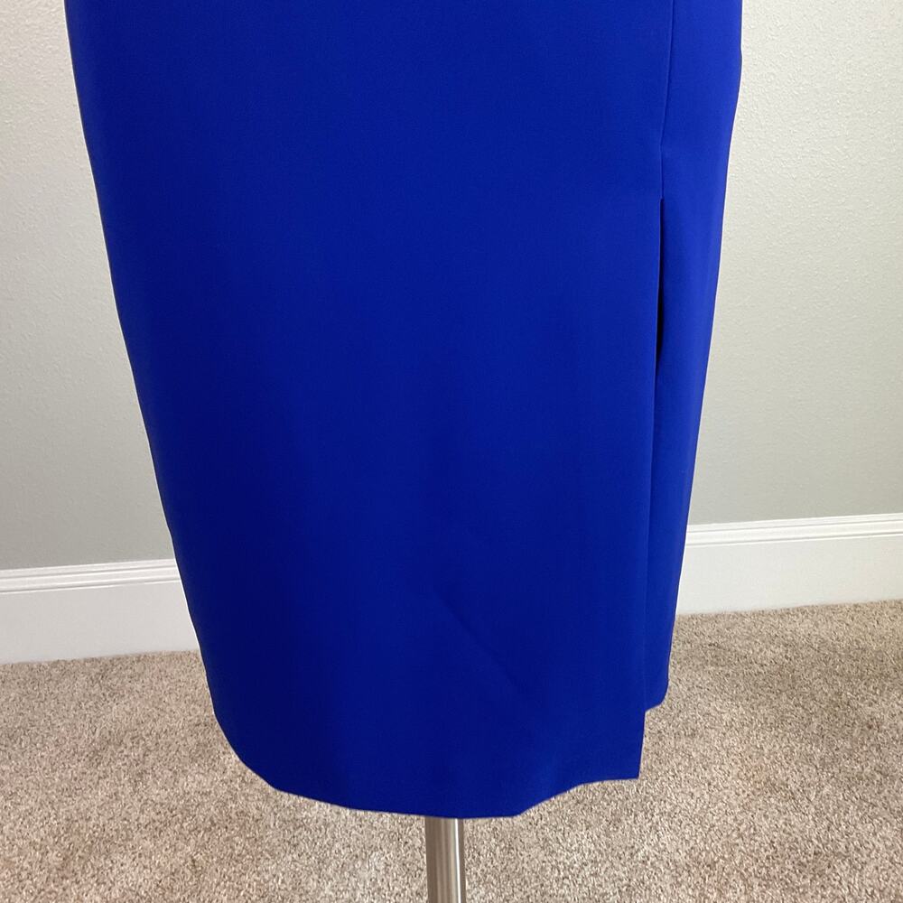 Aidan Mattox Colorful Strapless Ruffled Midi Sheath Cocktail Dress Blue Size 8 - Picture 8 of 11